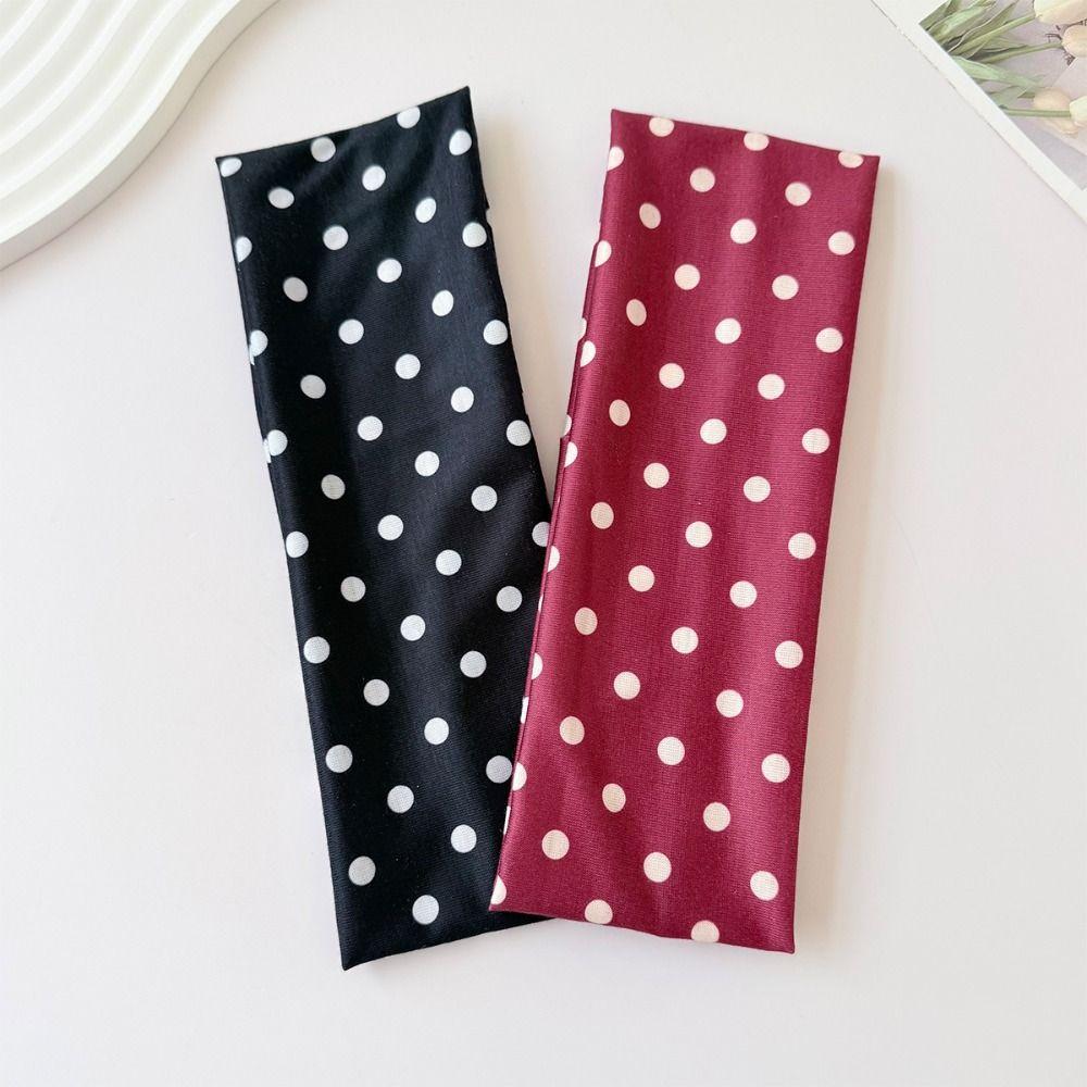 Retro Adjustable Polka Dot Headband Elastic Y2K Yoga Elastic Hair Band Anti Sweat Supporter Gear Sport Headscarf Photo Props