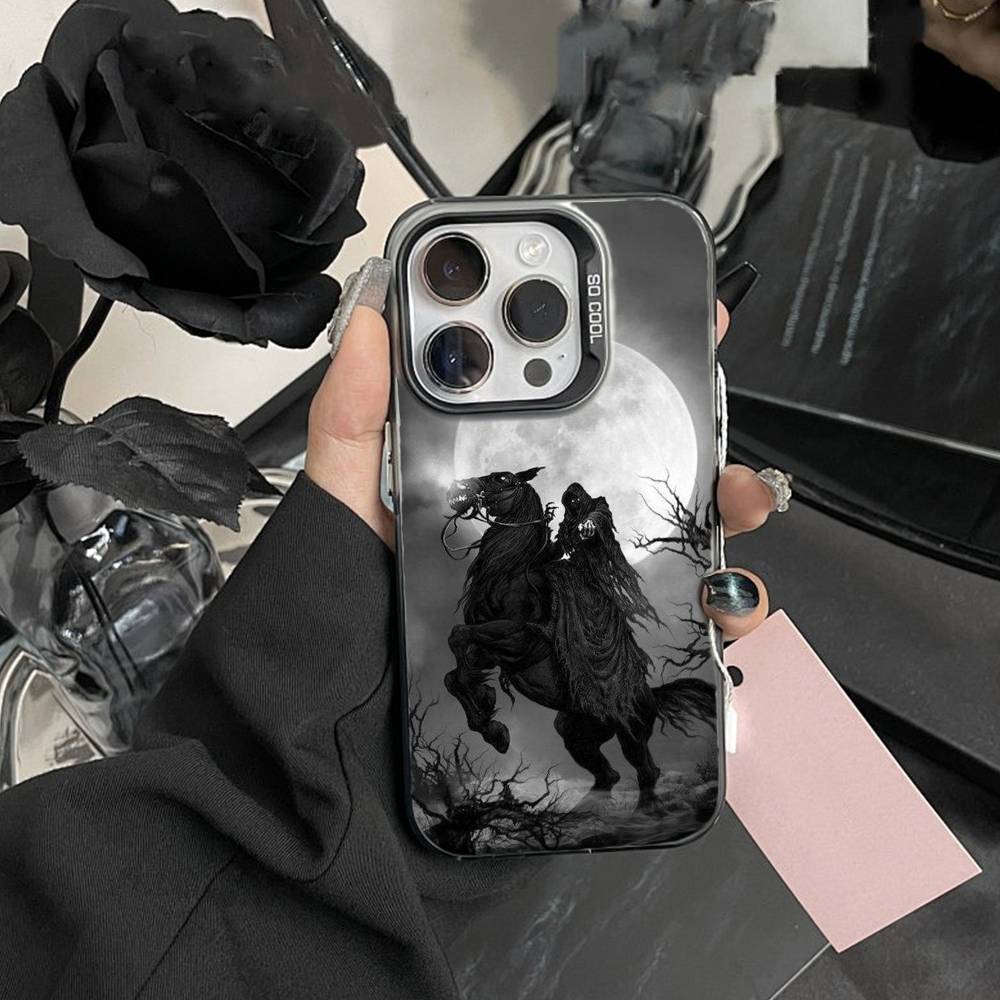 Anti-war U-Four Horsemen Apocalypse Phone Case For IPhone 16 17 15 14 12 13 Pro Max Black Color Shockproof Cover