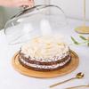 Transparent Dustproof Cake Glass  Cover Food Cover Cake Plate Glass Cover With Bamboo Tray Cake Stand Bread Serving Tray Platter