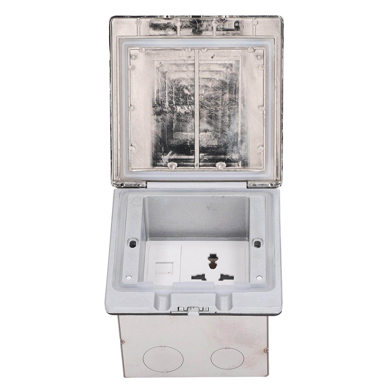 

Floor Power Socket Zinc Alloy PC Open Type Waterproof Concealed Power Socket Silver AC250V
