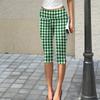 Damen Slim Fit Bedruckte Cropped Hose mit Knittertextur Dehnbarer Bund Lässige Sieben-Viertel-Hose für den Alltag
