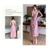 Spring Summer Floral Mesh Spaghetti Strap Maxi Dress for Women