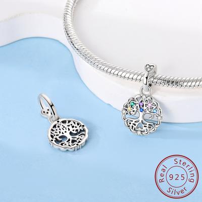 Copper Family Tree Of Life Pendant Charms Beads Jewelry Fit Original Bracelet For Women Diy Gift