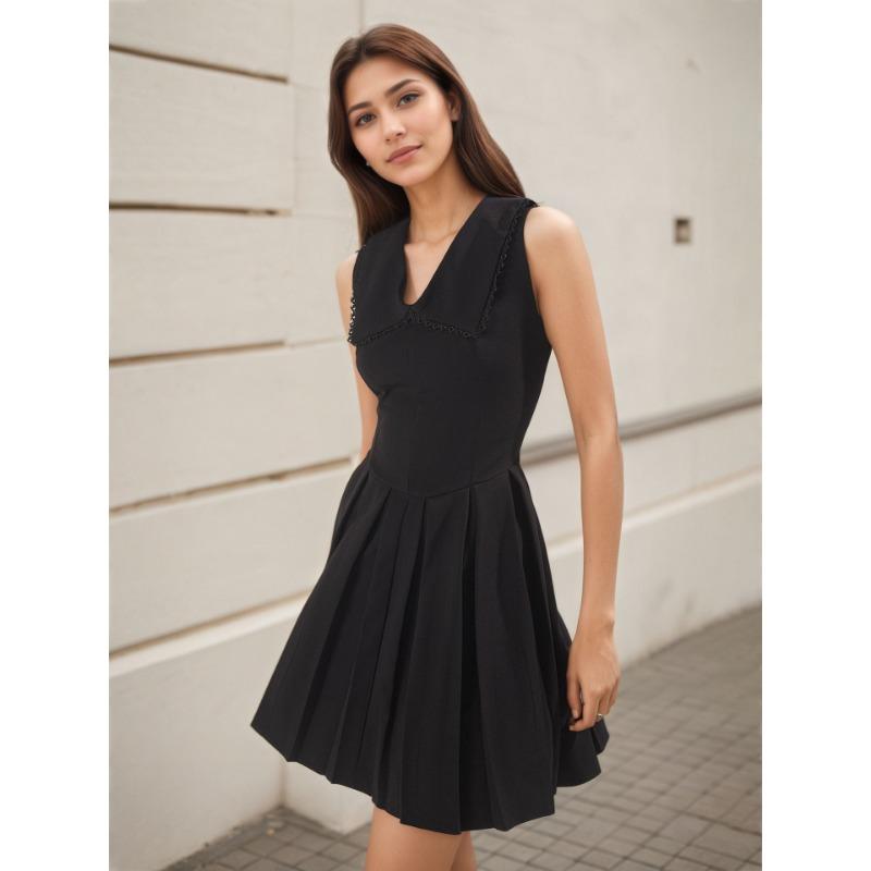 

Женское летнее и осеннее кружевное платье с V-образным вырезом, облегающее и универсальное, с широким подолом XL чёрный