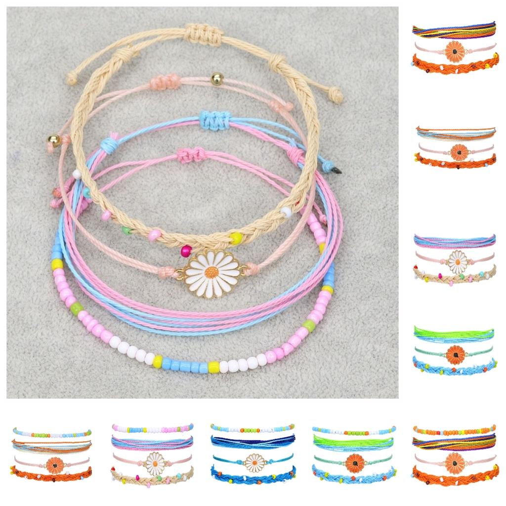 Bracelet Friendship Daisy Hand Made Anklet Flower Pendant Girls Gifts Kids Decor