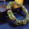 Natural Beautiful Stone Bracelet Green Ice Flower Bracelet Retro Tibetan Ethnic Style Bracelet Precious Jewelry