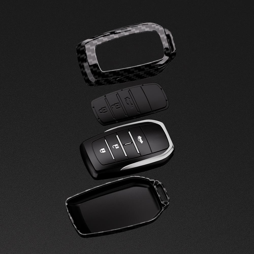 2/3/4/5 Button Carbon Car Key Case Cover For Toyota Rav4 Harrier Hilux Fortuner Land Cruiser Crown Highland Prado Yaris Cross Ay