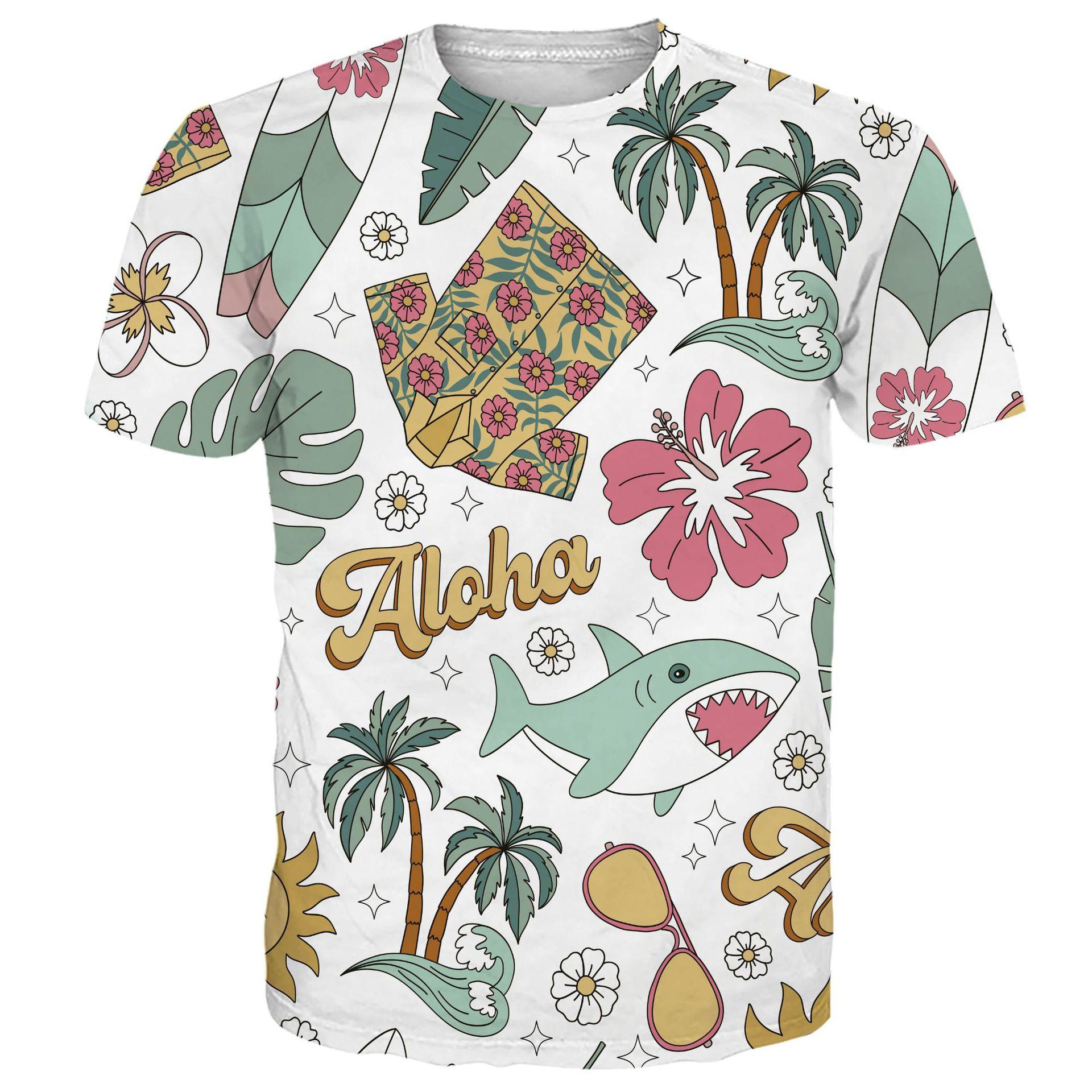 

Европейская и американская мужская гавайская футболка с 3D цифровой печатью, с кокосовой пальмой, для серфинга, пляжная, повседневная, с коротким рукавом 6XL