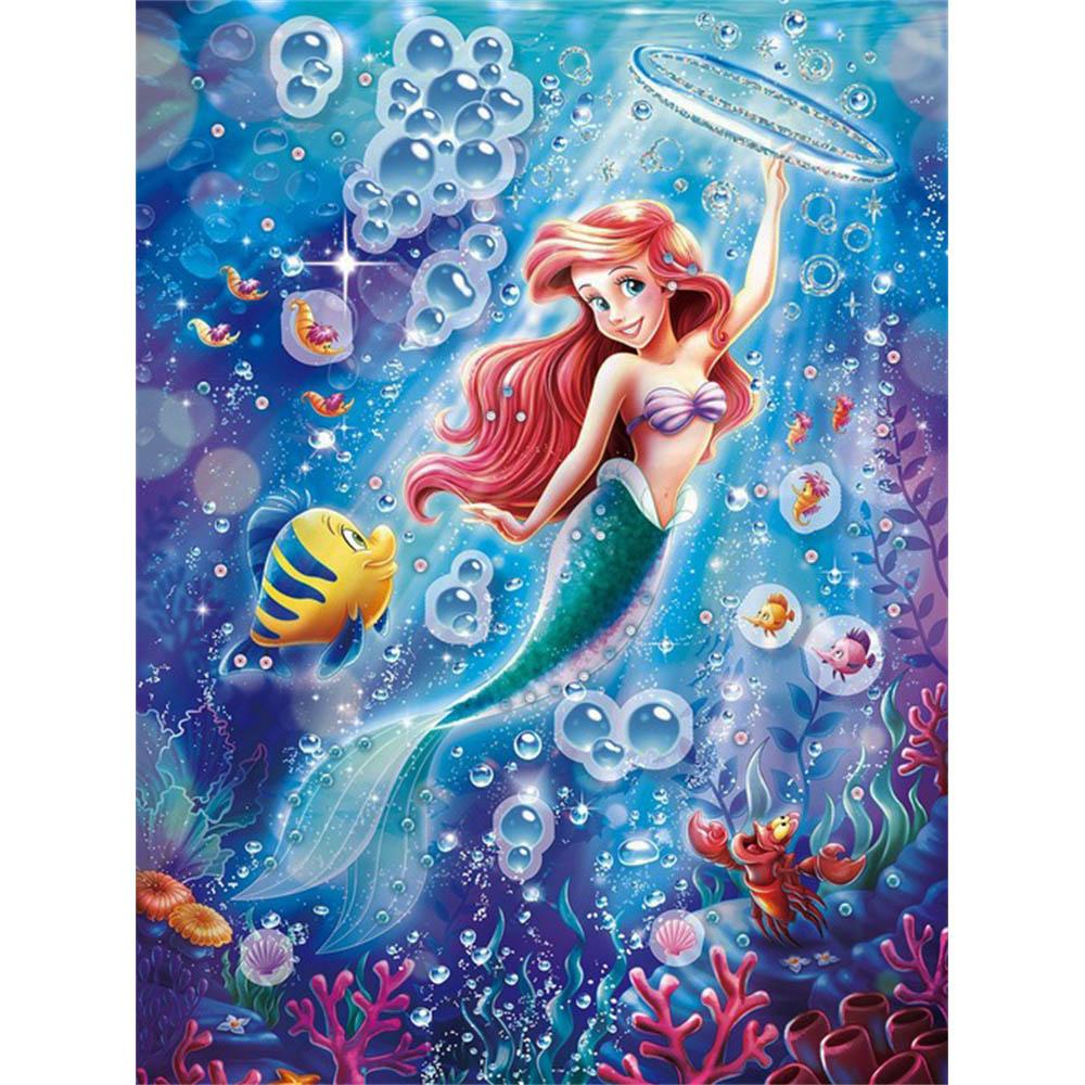 Disney La Sirenetta Ariel Collezione Oceano Pittura Diamante 5D Piena di Diamanti Fai da Te Pittura Diamante Fatta a Mano Cartone Animato Decorazione Kit Pittura
