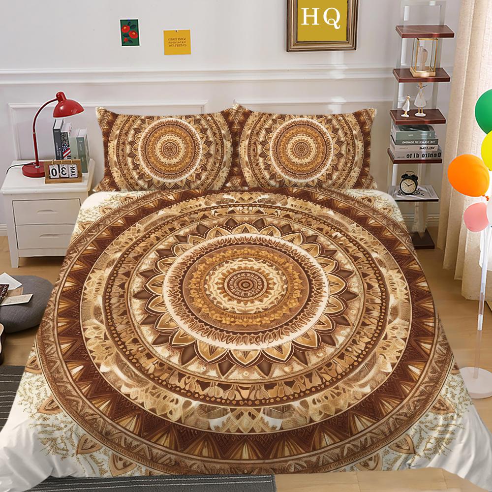 Mandala Printed Bedspreads Twin Size Microfiber Bedding Cover Cool Boy Fashion Duvet Cover Set Bedroom Decor