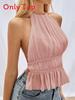 Polyester Blouse With Tie Straps For Women Summer 2025 Backless Design Elegant Style