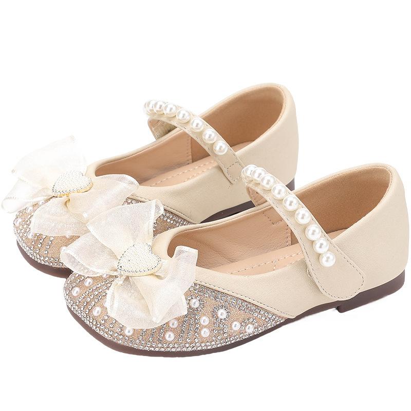 Girls' Shoes Princess Shoes Spring and Autumn New Children's Leather Shoes Crystal Butterfly Flower Shoes Baby Single Shoes