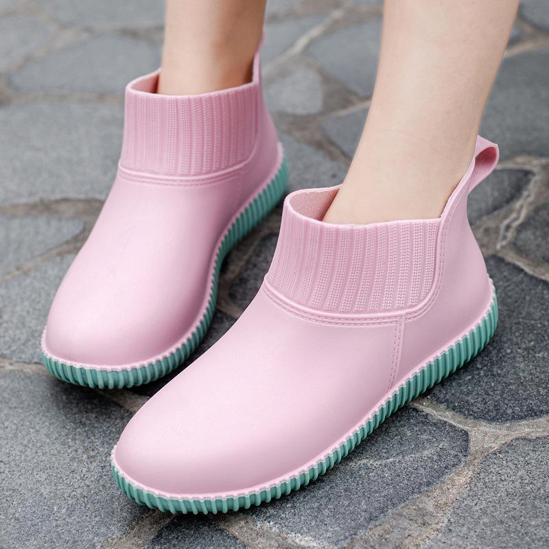 Fashion Rain Shoes Women's Non-slip Kitchen Rubber Shoes Velvet Warm Outside Rain Boots Korean Version Versatile Waterproof Shoes