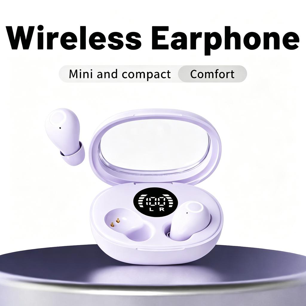 Mini Invisible Wireless Bluetooth 5.4 Earphones, Deep Bass Sleep Headphones with Built-in Mic & HD Noise Canceling Function