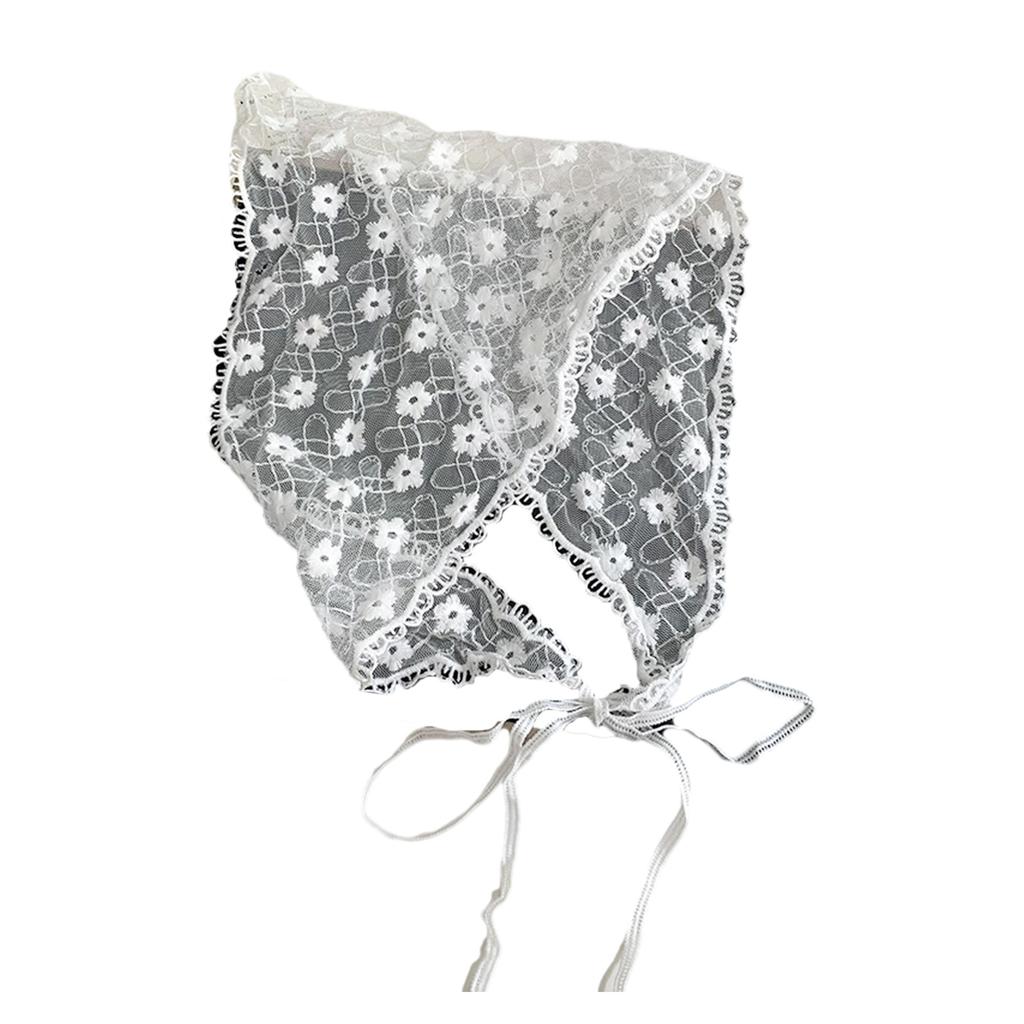 Vintage Style Lace Triangle Scarf for Home Decors Fashion Headwrap with Floral Patterns and Breathable Polyester Fabric