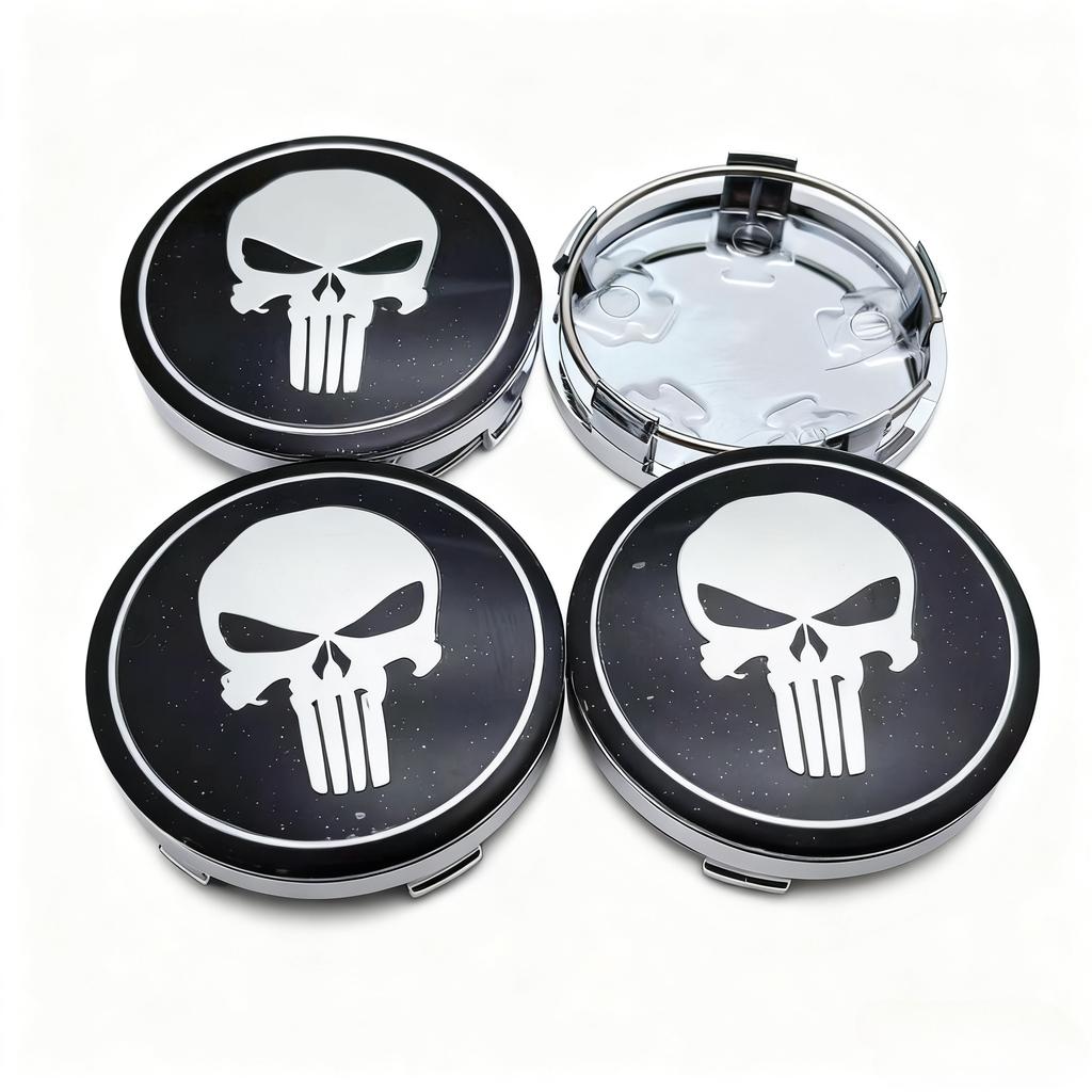 4pcs Skull Logo Badge Emblem Car Wheel Center Caps 60MM 56MM Rim Hubcaps Cover Wheels Hub Cap Replace Car Styling Accessories