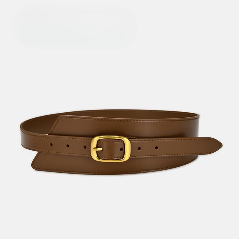 Winter Wide Belt Women's Cowhide Waist Enclosure Decoration with Coat Coat Waist Zipper Versatile Waist Seal