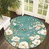 White Flower Retro Style Flannel-printed Round Floor Mats Are Slip-resistant Suitable Living Room Bedroom Terrace Garden Carpets