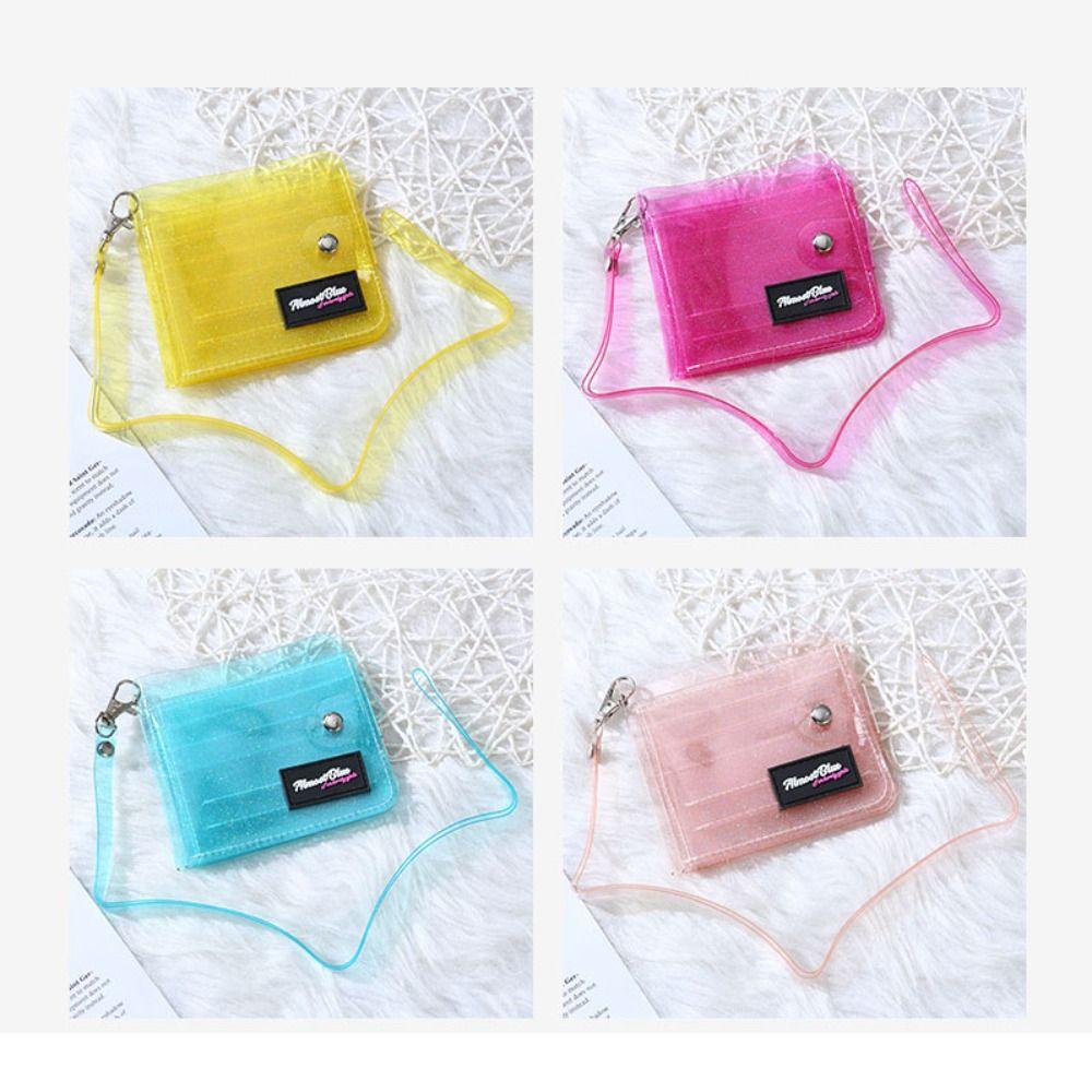 Transparente Wasserdichte Faltbare Geldbörse Kleine Kreditkartenbörse Business-Ausweis Mini-Foto-Kartenhalter Beutel Mit Halsband Geschenk