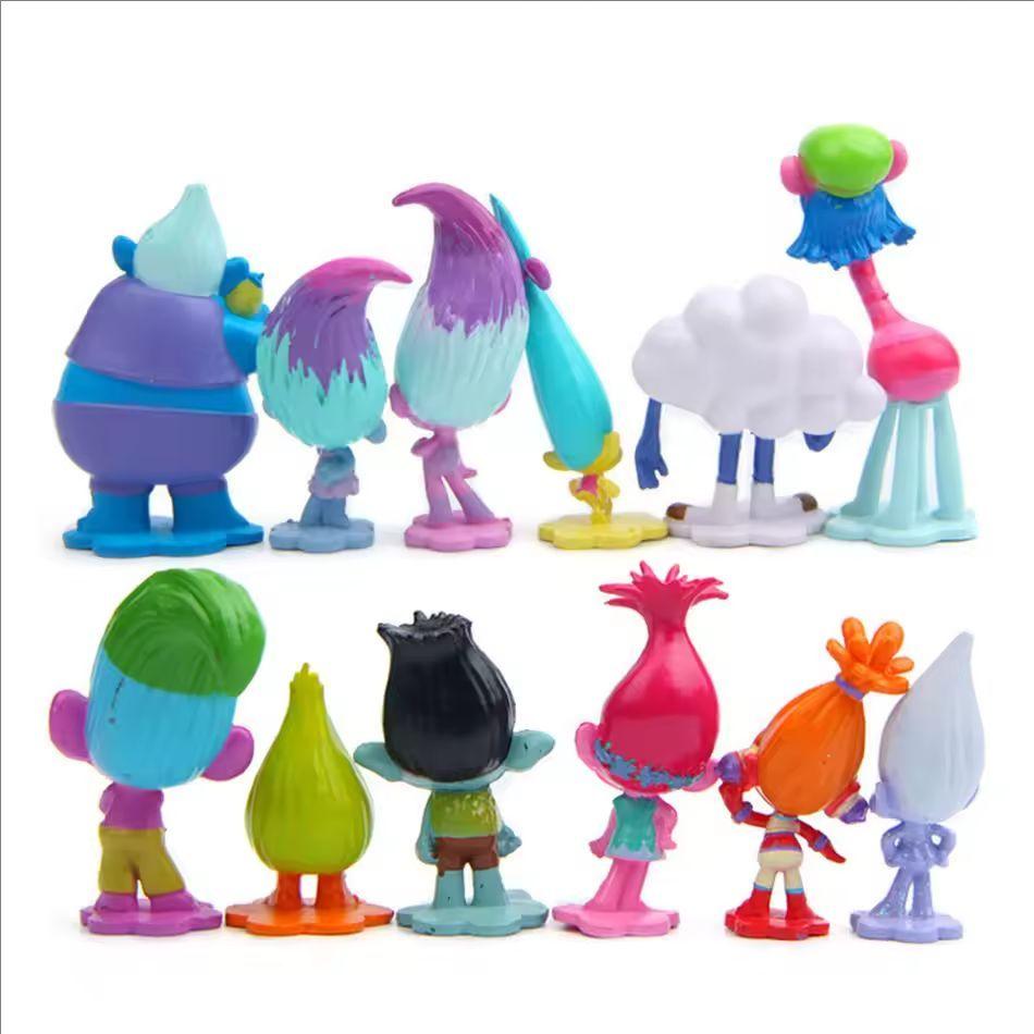 12PCS Trolls Branch Critter Skitter Figure Cool Cute Kawaii Anime Toy Doll Model Decoration Birthday Gifts Kid Friendly Entertaining Fun Play Safe