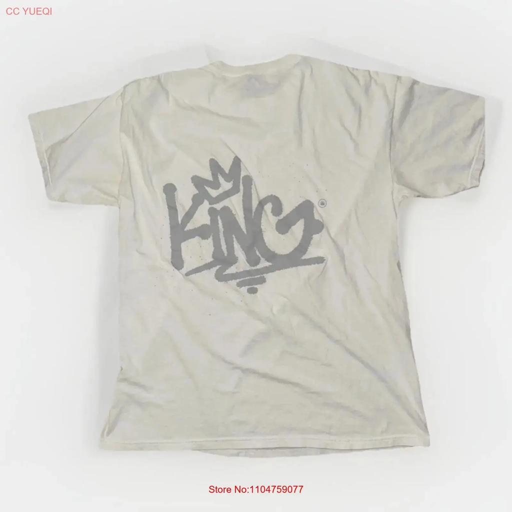 King Streetwear Crown Logo T Shirt White XL 21x29 Urban Skate vintage Washed graphic Stretched designer clothes Unisex Soft