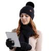 3Pcs/Set Warm Knitted Hat Touchscreen Scarf Cap Winter Scarf Gloves Set  Men Women