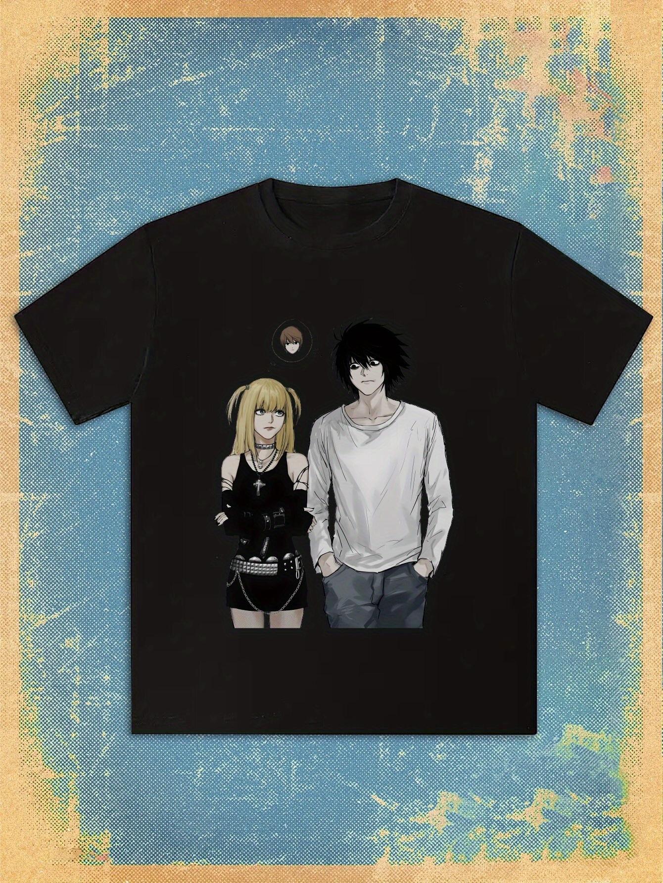 T-shirt Death Note Anime - Casual Summer Short Sleeve Round Neck Tee with Anime Characters Print XXL