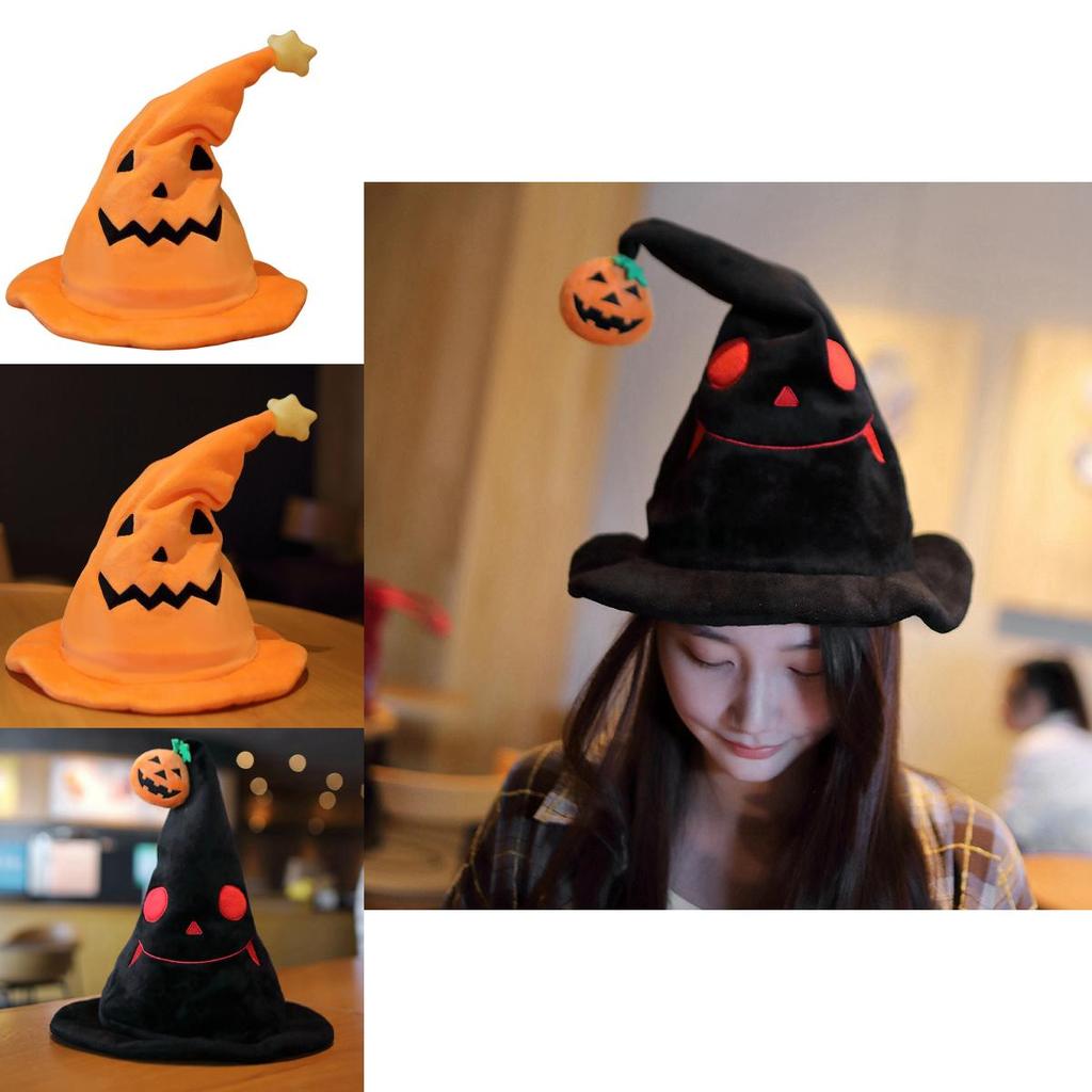 Halloween Elektryczny Kapelusz Elfa Dyni Ducha Kostium na Imprezę Festiwalową Pluszowa Zabawka Żółty 30*30*40cm Czarny 30*30*40cm