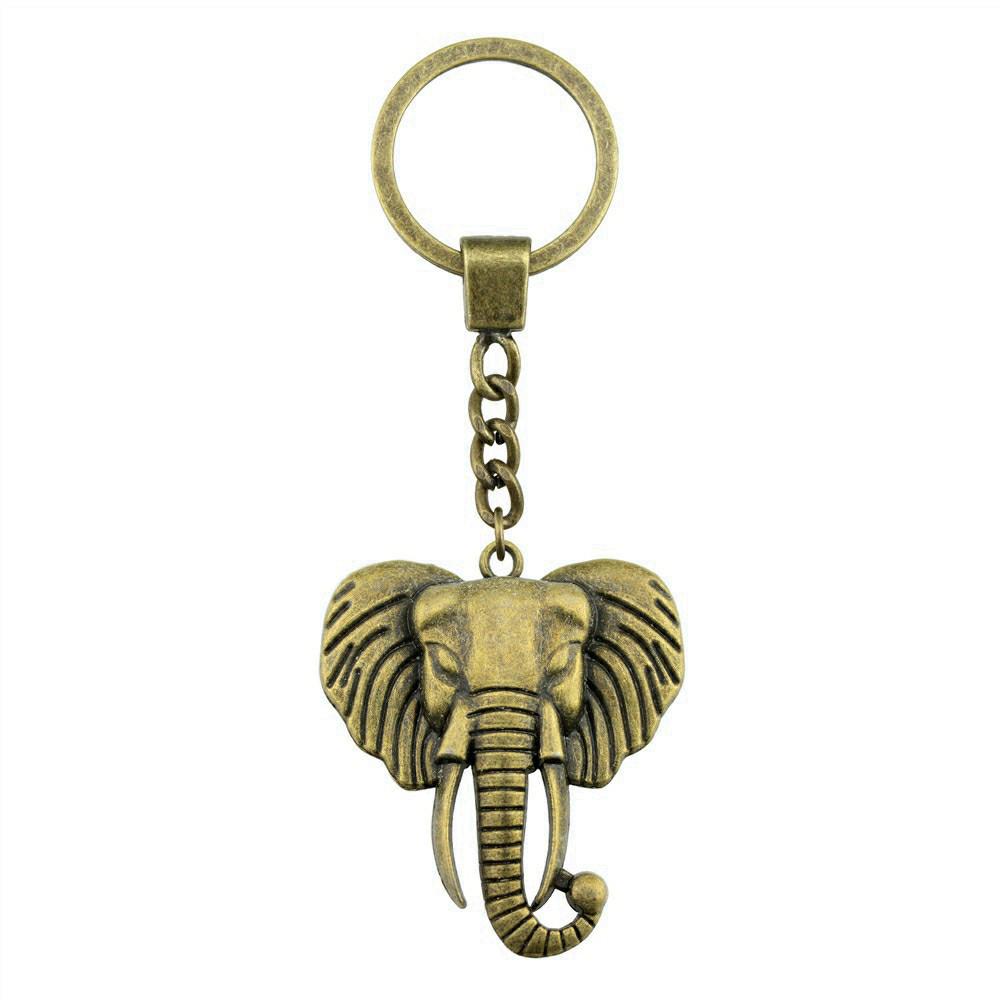 Pendentifs Porte-clés Éléphant Amoureux des Animaux Bijoux en Métal Artisanat Anneau 30mm