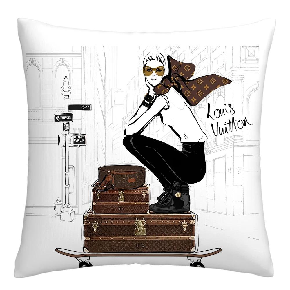 Fashion Illustration Pillowcase, Girl's Favorite Cushion Cover, Sofa Decoration Cushion Cover Home Decoration 50x50 40x40 60x60