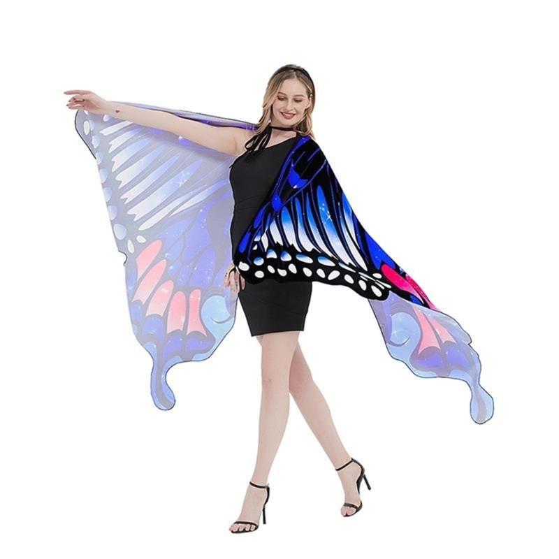 Womens Butterfly Cape Wing Fancy Dress for Party Cosplays Butterfly Wing Costume, Rainbow Butterfly Shawl Wing Cloak