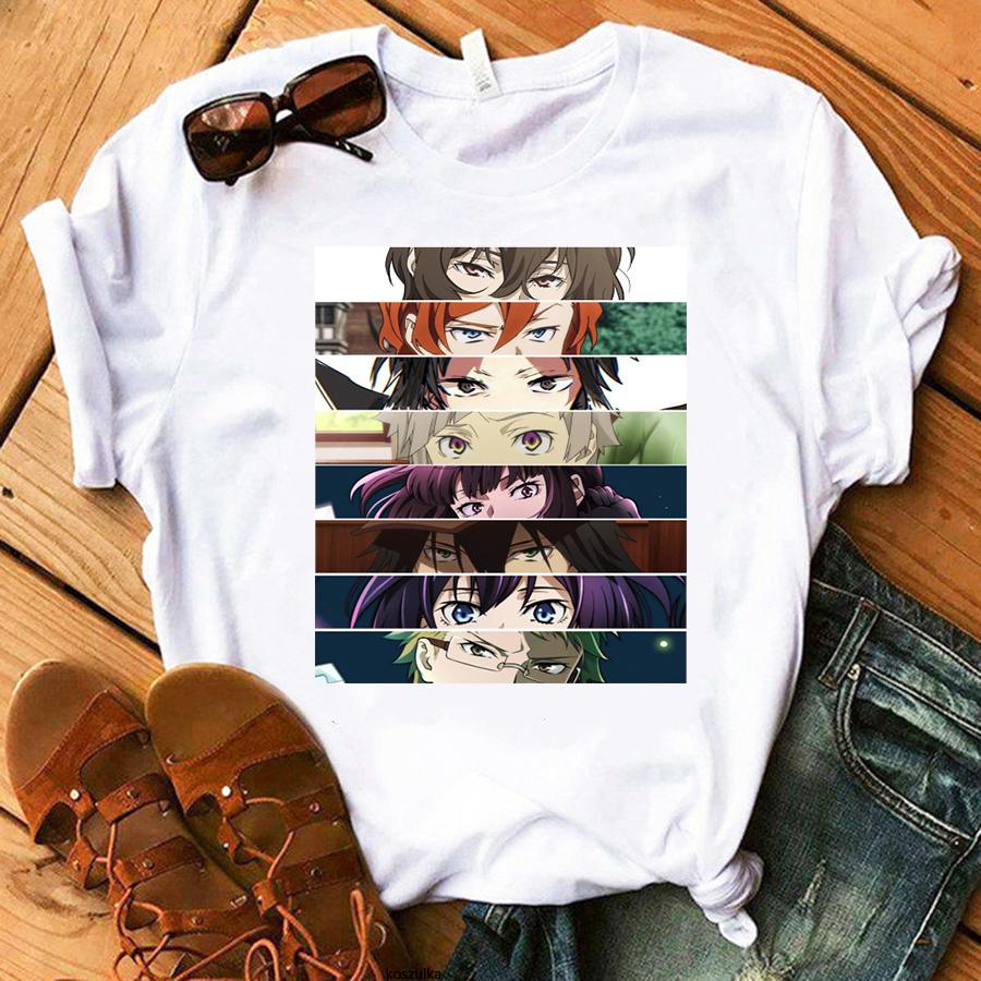 

Japanese Anime Bungo Stray Dogs T-Shirt Women Summer Dazai Classic Tshirts Aesthetic Harajuku Unisex Chuuya Nakahara Tshirt S білий