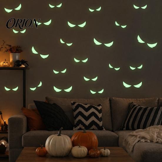 Scary Halloween Wall Decor Glow in The Dark Demon Eye Stickers, Luminous Ghost Long-lasting Signs Eyeball Decals, Waterproof Self-Adhesive Horror Deco