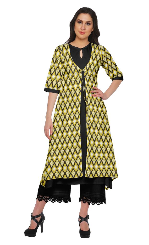 Moomaya Indian Palazzo Kurta Jacket Set For Women Partywear Chanderi Ethnic