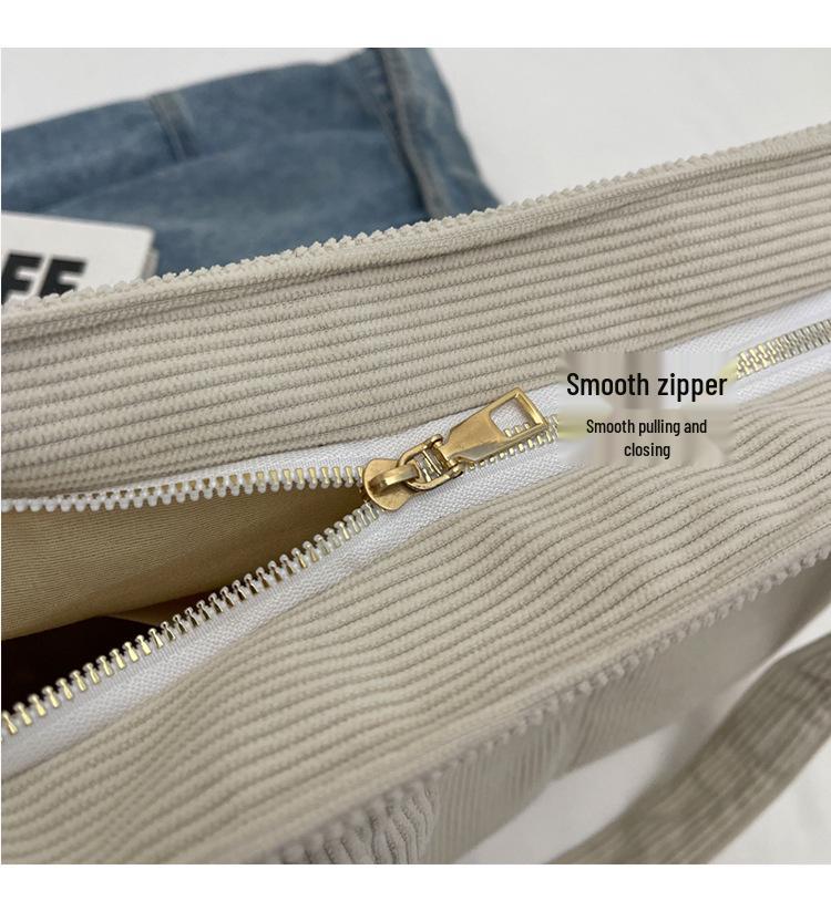 Large Capacity Corduroy Canvas Tote & Crossbody Handbag for Women - Versatile, Fashionable, High-End Shoulder Bag for Commute