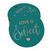 Inkdotpot 100 - Confezione da 100 etichette in carta stagnola color oro vero Love Is Sweet bomboniera da appendere