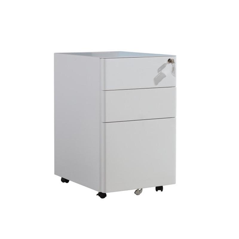 Steel Mobile Office Desk Cabinet with Three Drawers and Wheels