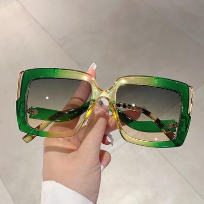 Nadrozmerné štvorcové slnečné okuliare Dámske Módne Gradientné viacfarebné Vonkajšie tienidlá Trendy Vintage Dizajn značky Slnečné okuliare