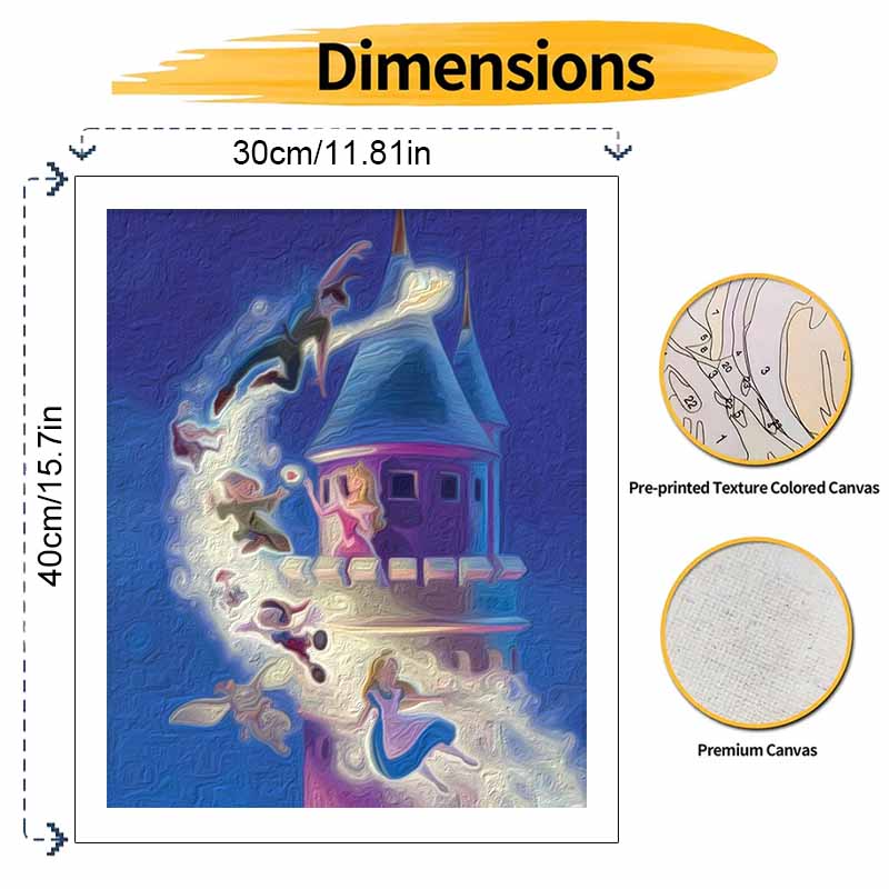 Disney Cartoon Characters Castle Oil Painting Art Set Handmade Diy Gift Home Decoration