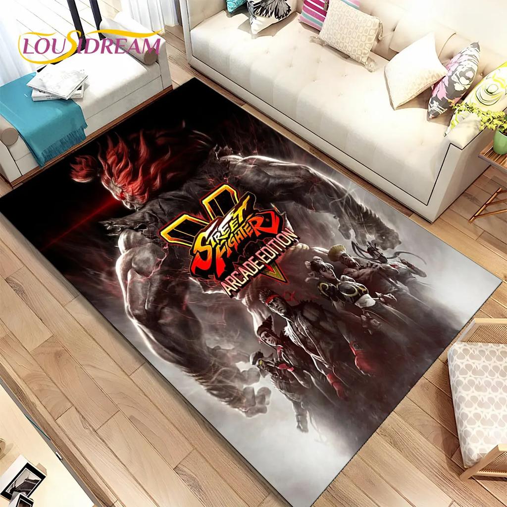 Street Fighter Retro Game Gamer Area Rug,Carpet Rug for Living Room Bedroom Sofa Doormat Decoration, Kid Play Non-slip Floor Mat