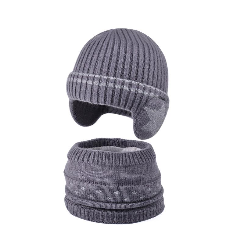 Children's Hats, Scarves, Winter Velvet, Warm Ears, Cold-proof Knitted Wool Hats, Male and Female Baby Pullover Hats
