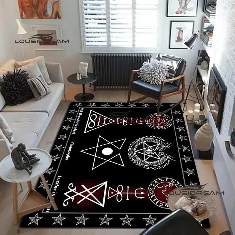 Devil Satan Lucifer Sacrifice Carpet and Rug Goat Baphont Rug Living Room Bedroom Area Carpet Study Porch Bedside Non-slip Mat