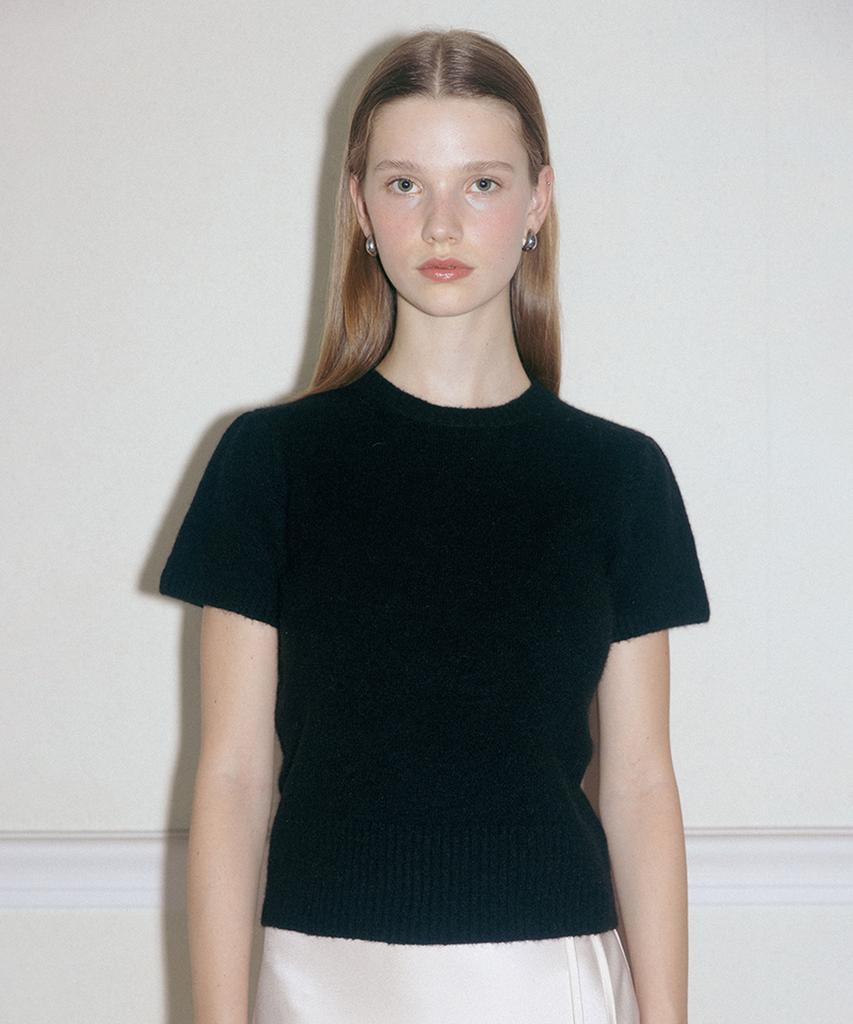 TTUDEMENT Angora Half Sleeve Pullover Black
