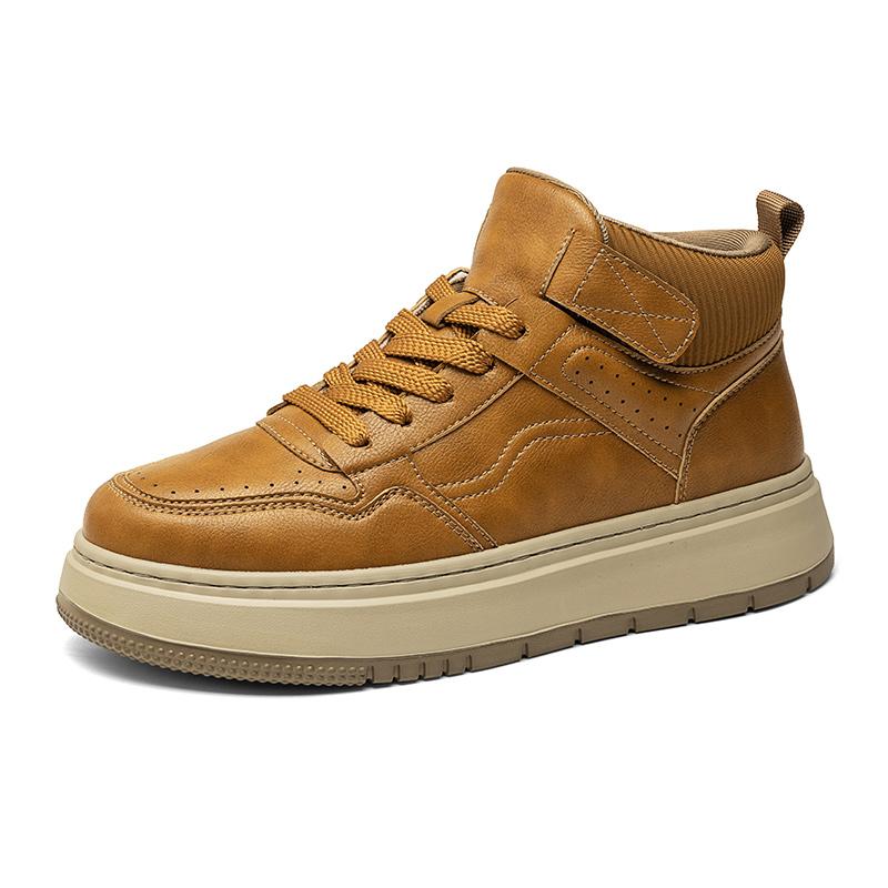 

Fashion Fashion Platform Men s Outdoor Shoes High Top Retro Leahter Shoes Comfort Anti Slip Male Ankle Boots Versatile Motocross Boots 39 жёлтый