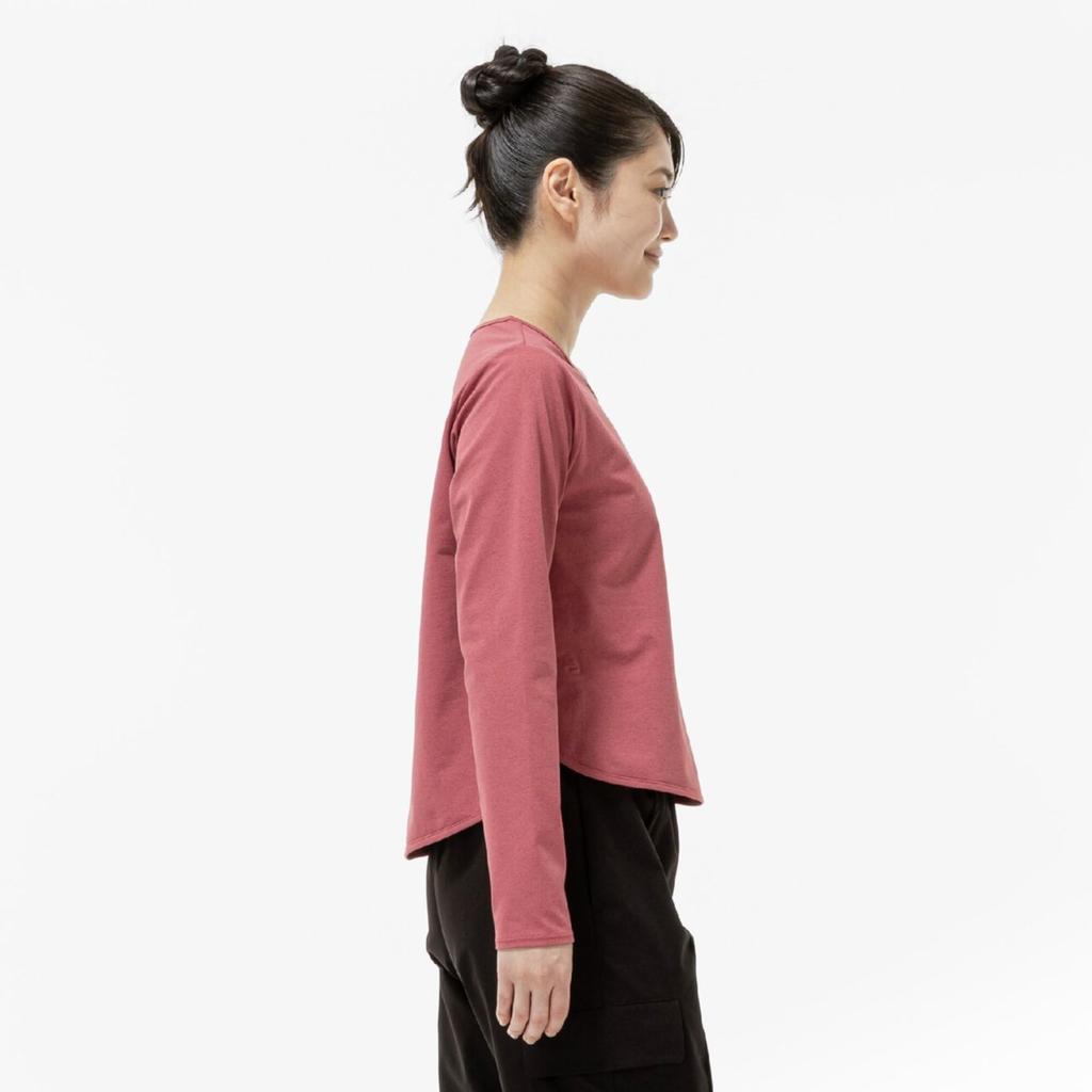 Mizuno Soft Dry Cropped Mauve 32MAC875 Women's T-Shirt (Long Sleeve), Moisture-Wicking, Quick-Drying, Pink,