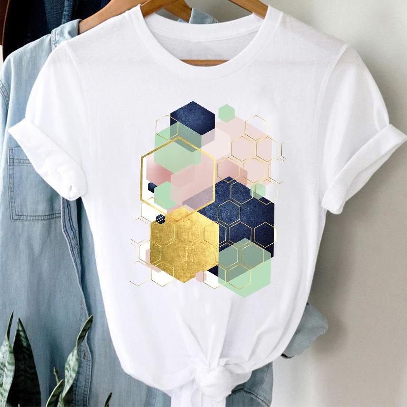 Fashion Casual Landscape Mountain Graphics Womens T-Shirt 90S Summer Blouse Loose White Short Sleeve O-Neck Female Tops Clothing