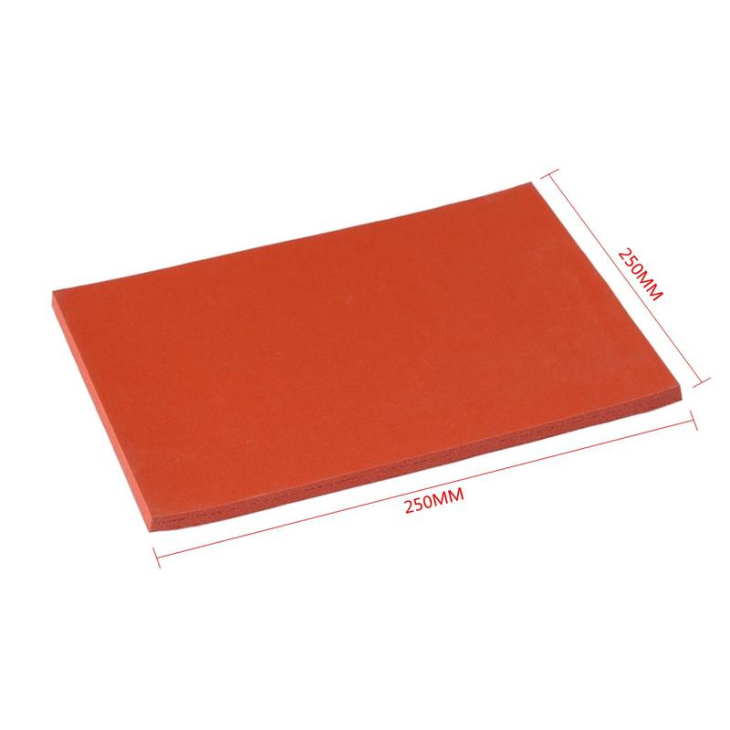1/2/3/4/5/6MM 250X250MM Adhesive Silicone Foam Rubber Sheet Closed Cell Silicon Sponge Sheet High Temps Resist Red Mat