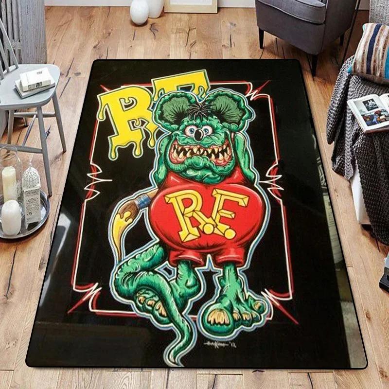 Funny Room Rugs Foot Carpets R-Rat Fink Entrance Doormat Kawaii Rug Floor Mats Bath Mat Kitchen Hallway Carpet Home Decor