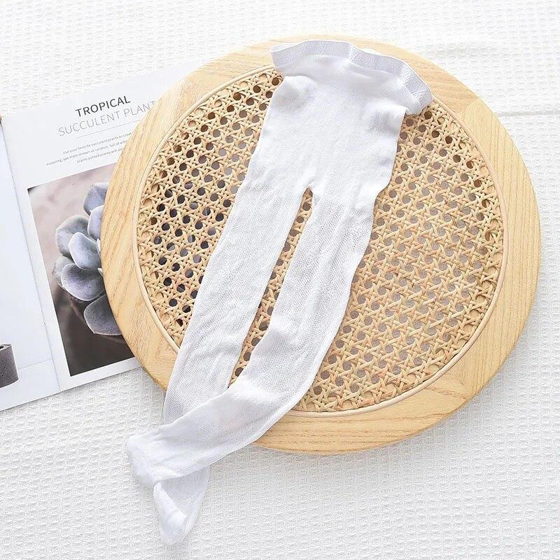 

1 пара кружевных ажурных носков для детей, милые обтягивающие носки с бантом для девочек, летние мягкие дышащие колготки M белый