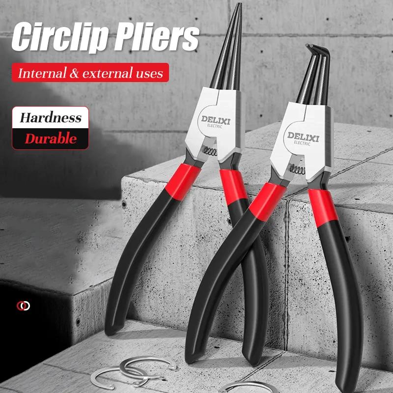 Snap Ring Pliers Circlip Pliers Internal External Ring Remover Installation Tool Pointed Mouth External Curved Expansion Pliers